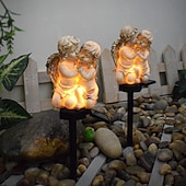 billiga Landskapsbelysning-1 st utomhus solcellsskulptur par ängel jordlampa gräsmatta lampa gårdsplan gräsmatta stig trädgård festival bröllop europeisk landskapsdekoration ljus