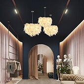 baratos Luzes pendentes-Luminária pendente moderna, pequena e requintada, com 4 luzes, altura ajustável, luminária pendente de ferro com tecido, lustre minimalista, adequada para quarto, sala de estar, corredores