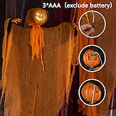 お買い得  ハロウィンの小道具の照明-4フィートのアニマトロニクスゴーストパンプキン、吊り下げ式回転ヘッドライトアップジャックパンプキンゴーストサウンドアクティブハロウィン屋外パーティー装飾、不気味な音付き、怖いお化け屋敷の小道具、庭、芝生用