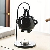 abordables lampe de chevet-1 ensemble de brûleur à huile de chaudron païen suspendu noir - diffuseur d&#039;arômes chauffe-cire avec poignée pour une décoration intérieure enchanteresse, fondants de cire parfumée essentielle
