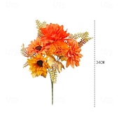 abordables acción de gracias y decoración de otoño-1 ramo de flores artificiales de otoño, corona de calabaza con hojas de arce para Acción de Gracias, arreglo decorativo para el hogar otoñal de Halloween