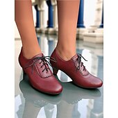 abordables années 1930-Femmes Chaussures à Talons Rétro Brogue Travail Quotidien À lacets Talon Cône Bout Rond Élégant ancien Marche PU À lacets Noir Blanche Jaune