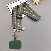 baratos Cordões de telefone e pulseiras-Cordão para celular estilo vintage estampado em jacquard bordado, estilo longo, transversal, para viagem ao ar livre, compras, pendurado no pescoço, resistente e durável, moderno