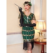 levne Šaty-Retro Řvoucí 20s 20. léta 20. století Bubenové šaty Šaty Úbory Velký Gatsby Svatební host Flitry Třásně Maškarní kostým Dámské Vánoce předvečer Všech svatých Karneval Párty a večer Svatební hostina
