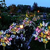 cheap Landscape Lights-2 Pcs Solar Butterfly Tree Lights Outdoor Waterproof Pathway Lights for Wedding Party Villa Walkway Garden Lawn Camping Party Landscape Decoration