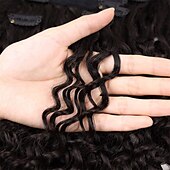 levne Clip in Extensions-26 palcové kudrnaté clip-in prodlužování vlasů s dvojitým útkem, celohlavé japonské tepelně odolné vlákno 140g syntetické kudrnaté prodlužování vlasů pro ženy 7 kusů