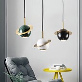 baratos Luzes da ilha-Luminária pendente moderna em formato de globo, luminária pendente em latão escovado de meados do século com cúpula de mármore, lustre com altura ajustável para ilha de cozinha, sala de jantar &amp;