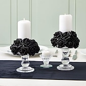 cheap Artificial Flowers &amp; Wreaths-50PCS Artificial Flowers for Halloween Decorations, Multicolor Faux Flowers for DIY Crafts, Bouquets, and Black Theme Party Decor