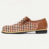cheap Statement Shoes-Men&#039;s Houndstooth Jacquard Fabric Loafers – Stylish Vintage Casual Shoes for Daily Walking, Weekend Outings, Bavarian Beer Festivals and Comfortable Everyday Wear