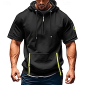 economico felpe con cappuccio da uomo di base-Per uomo Felpa con cappuccio Felpa con cappuccio tattica Tattico Rosso bordeaux Nero Blu marino Blu Verde scuro Con Cappuccio Semplice Tasca Frontale Zip a un quarto Sport &amp; Outdoor Casuale Quotidiano