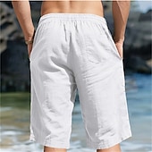 baratos Feriado-Homens Calças Capri Shorts de linho Shorts de verão Shorts de praia Bolsos Com Cordão Cintura elástica Tecido Conforto Respirável Comprimento da panturrilha Férias Feriado Praia Havaiana Boho Preto