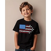 voordelige Jongens 3D Visie &amp; Geometrie-Amerikaanse Onafhankelijkheidsdag Jongens 3D Grafisch Vlag T-shirt Korte mouw Zomer Lente Modieus Basic Kinderen 4-12 jaar Strakke ronde hals Buiten Casual Dagelijks Normale pasvorm