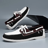 economico Casuale-scarpe da barca da uomo bicolore nere e bianche con design classico allacciato, comode ed eleganti, ideali per gite in spiaggia, abbigliamento casual ed eventi estivi