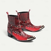 levne Prémiové kožené boty-Pánské bílo-zlaté kožené westernové boty s květinovým vzorem a zapínáním na zip - trendy boty pro běžné nošení i slavnostní nošení