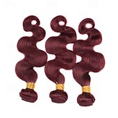 voordelige 3 bundels menselijk haarweefsels-99j# bordeauxrood gekleurd mensenhaar 3 bundels mensenhaar body wave mensenhaar mensenhaar extensions 12-24 inch