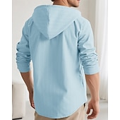 economico Camicie di lino-Per uomo Camicia Camicia di lino Camicia casual Camicia con Bottoni Camicia di cotone A righe Vacanza Camicia hawaiana Nero Bianco Blu marino Cachi Manica Lunga Con Cappuccio Primavera Autunno