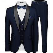preiswerte Dinnerparty-Herren Hochzeits-Party Smokings Anzüge Heimkehranzüge Rot Marineblau Geschäftlich Formal einfarbig Standardpassform 3-teilig Einreiher mit einem Knopf