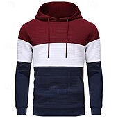 abordables sudaderas basicas hombre-Hombre Sudadera Blanco Amarillo Vino Verde Ejército Caqui Con Capucha Bloque de color Bolsillo Con Texturas Deporte Diario Festivos Poliéster Ropa de calle Básico Casual Primavera Otoño Ropa