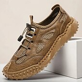 halpa Miesten lenkkarit-Miesten ruskeat, slip-on-sandaalit joustavilla nauhoilla ja mukavalla pohjallisella rantamatkoille, lomille ja rentoon ulkoiluun.