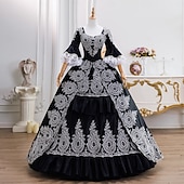 preiswerte Kleider-Vintage Rokoko Renaissance Maxi Kleid Normal Ein Hauch Prinzessin Braut Plissiert Gerüscht Prinzessin Rundhals Kostüm Damen Halloween Karneval Maskerade Leistung Party Halloween Erwachsene Ganzjahres