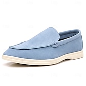 voordelige Hereninstappers &amp; loafers-Lichtblauwe instappers voor heren – ademende platte schoenen van imitatiesuède met gedempte zool voor lente-outfits, dagelijkse woon-werkverkeer en ontspannen stadswandelingen