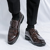 abordables Officiel-Chaussures habillées à boucle en similicuir marron pour homme avec motif crocodile – chaussures habillées élégantes pour le bureau et les événements professionnels