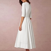 preiswerte Kleine weiße Kleider-Strandhochzeit Strand Einfache Hochzeitskleider A-Linie V-Ausschnitt ärmellos Gericht Zug Satin Brautkleider mit Falten Raffung um zu beeindrucken