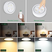 baratos luz do armário-Luzes LED Puck para armários com controle remoto, lâmpada AA com função de memória, 3 modos de iluminação, luzes adesivas para armários de cozinha