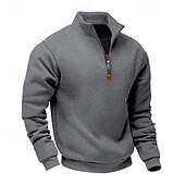abordables Sudaderas Básicas_-Hombre Sudadera Sudadera con un cuarto de cremallera Albaricoque Negro Blanco Vino Rojo Media cremallera Plano Deporte Diario Festivos Poliéster Ropa de calle Básico Casual Primavera Otoño Ropa