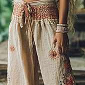 economico gamba larga e vita alta-Per donna Pantaloni Pantaloni Palazzo Moda Boho Lunghezza intera Vita Alta Floreale Elastico in vita Comodo Confortevole Micro-elastico Streetwear Abbigliamento quotidiano Uscire Cachi Estate