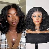 levne Syntetické paruky se síťkou-Syntetická krajková paruka Bouncy Curl Styl 12 inch Černá Střední část 13x4 krajka vpředu Paruka Dámské Paruka Černá