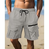 economico Vacanza-Per uomo Pantaloncini cargo Shorts Pantaloncini Estivi Coulisse Elastico in vita Multi-tasche Semplice Comodità Indossabile Lunghezza al ginocchio All&#039;aperto Sport Quotidiano Moda Casual Nero Marrone