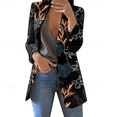 economico Blazer e Completi-Per donna Blazer Confortevole Stampato Elegante Moda Casual Floreale Uscire Casual Quotidiano Cardigan Regolare Bavero Vestibilità regolare Manica Lunga Capispalla Nero Bianco Rosa Primavera Autunno