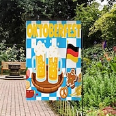 preiswerte Gartenfahnen, Banner-Oktoberfest Gartenflagge Deutsches Bayerisches 12 x 18 Zoll Gartenflaggen kleine Gartenflaggen für draußen Außenfahnen Bierdesign weiß blau kariert Feiertagsgartenflaggen
