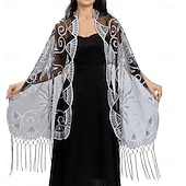 abordables Chales-Cubiertas de Boda Elegantes sin Mangas de Encaje para Mujeres con Lentejuelas para Bodas de Verano
