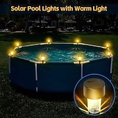 baratos Luzes Subaquáticas-10 peças de luzes solares para piscina rgb que mudam de cor, luzes solares para cerca, luzes noturnas para piscina, para festas de verão, piscina, jardim, iluminação e decoração