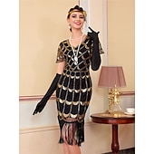 levne Šaty-Retro Řvoucí 20s 20. léta 20. století Bubenové šaty Šaty Úbory Velký Gatsby Svatební host Flitry Třásně Maškarní kostým Dámské Vánoce předvečer Všech svatých Karneval Párty a večer Svatební hostina