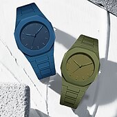 abordables Relojes de Cuarzo-Reloj de pulsera de silicona para hombre y mujer, informal, sencillo, resistente al agua, moderno y versátil, de cuarzo.