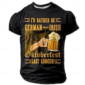 voordelige Grappige T-shirts voor mannen-Mannen T-Shirt Korte Mouwen Grafisch Grappige Oktoberfest Bier Humor Ik Zou Liever Duits Zijn Dan Iers Duurt Langer