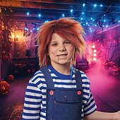 voordelige Pruiken van filmkarakters-Cosplaypruiken Bruin Recht Synthetisch haar Kort Pruiken Jongens Pruiken Voor feest