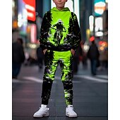 Boys' 3D Graphic Motorcycle Hoodie & Sweatpants Set Sports Suit Tracksuits Long Sleeve Spring Fall Daily Basic Casual Kids 4-12 Years Hooded Outdoor Vacation Sports Tailored Fit4