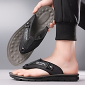 billige Ferietøfler-herre flip-flops i kunstskinn og netting, pustende slip-on-design med polstret såle, ideell for sommerstrand ved bassengkanten og avslappede helger