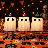 billige Halloween utendørs-3 stk. 60 cm halloween utendørs lys hengende lysende heksehatt lange ben utendørs innendørs halloween-fest fest hengende tre tak vegg festlig atmosfære dekorativt lys tre-knappsbatterier