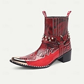 levne Prémiové kožené boty-Pánské bílo-zlaté kožené westernové boty s květinovým vzorem a zapínáním na zip - trendy boty pro běžné nošení i slavnostní nošení