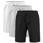 preiswerte Klassiker-Herren Shorts Leinenshorts Sommershorts Strandshorts Tasche Kordelzug Elastischer Bund Einfach Komfort Atmungsaktiv Knielang Lässig Täglich Ferien Urlaub Mode Weiß + Schwarz + Grau schwarz+khaki+blau