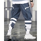 cheap Cargo Pants-Men's Cargo Pants Trousers Techwear Elastic Waist Drawstring Multi Pocket Color Block Wearable Outdoor Daily Camping &amp; Hiking Fashion Classic Black Blue