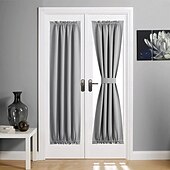 tanie Zasłony drzwi-Zasłony okienne blackout wiejskie zasłony izolujące termicznie redukujące hałas prywatne zasłony z faux lnu do patio/drzwi francuskich/szklanych 1 panel