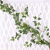 economico Piante e Fiori Artificiali-Ghirlanda di edera artificiale, foglie di vite finte, pianta verde di plastica da appendere, 2 m (78,7&quot;) per la decorazione delle pareti dei ristoranti, vite con foglie finte per la decorazione di