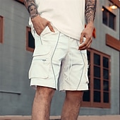 economico All&amp;#39;aperto-Per uomo Pantaloncini cargo Shorts Pantaloncini Estivi Coulisse Elastico in vita Multi-tasche Patchwork Comodità Indossabile Lunghezza al ginocchio All&#039;aperto Sport Quotidiano Moda Casual Nero Bianco