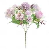 baratos Plantas e Flores Artificiais-1 maço de flores artificiais de seda, buquê pequeno com várias cabeças bifurcadas, arranjo de flores secas artificiais para decoração de vaso de mesa em casa